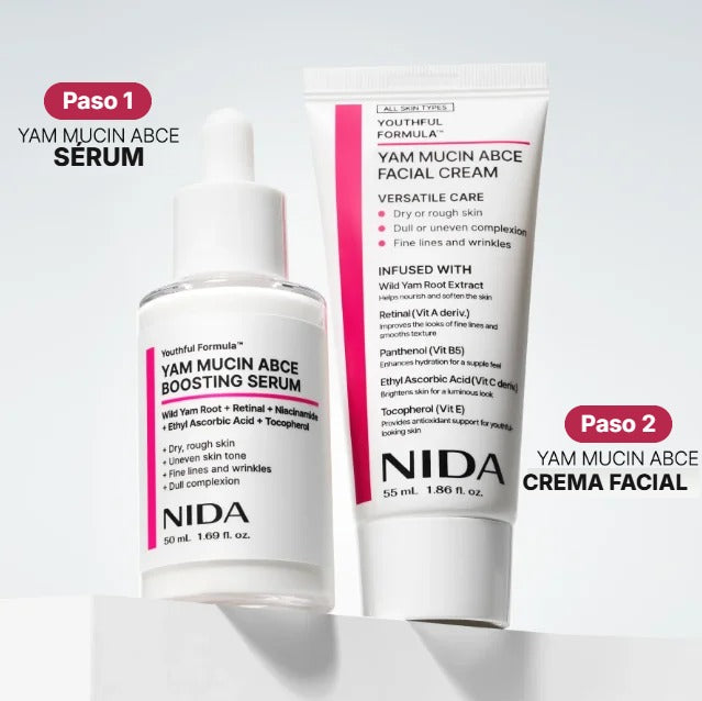 Rutina NIDA ABCE: paso 1 sérum, paso 2 crema facial