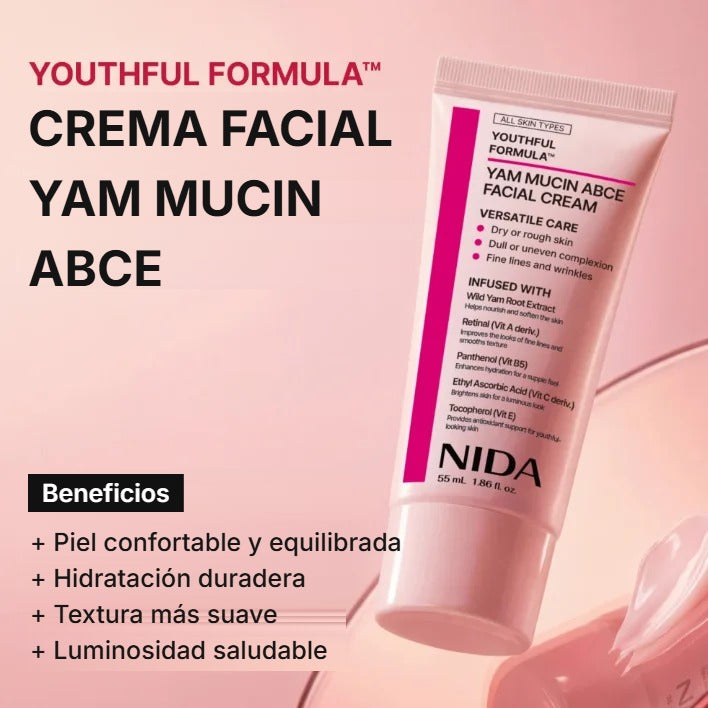 Beneficios de la crema facial NIDA Yam Mucin ABCE